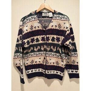 Vtg 90’s Northern Reflections Parkhurst Sweater Farm Chickens Sheep S Cottage